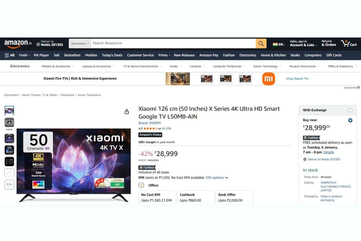 Xiaomi 126 cm (50 Inches) 4K Ultra HD Smart Google TV