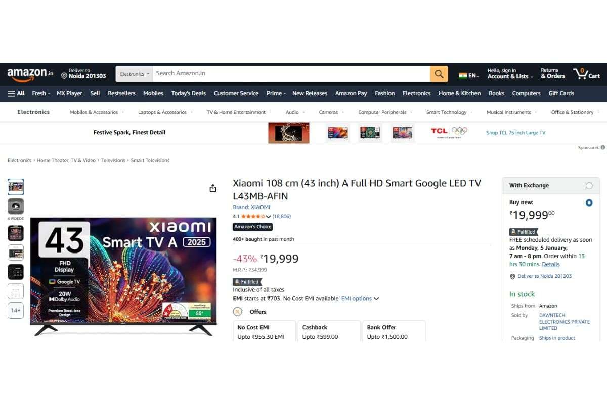 Xiaomi A Full HD Smart Google LED TV (43 inch)