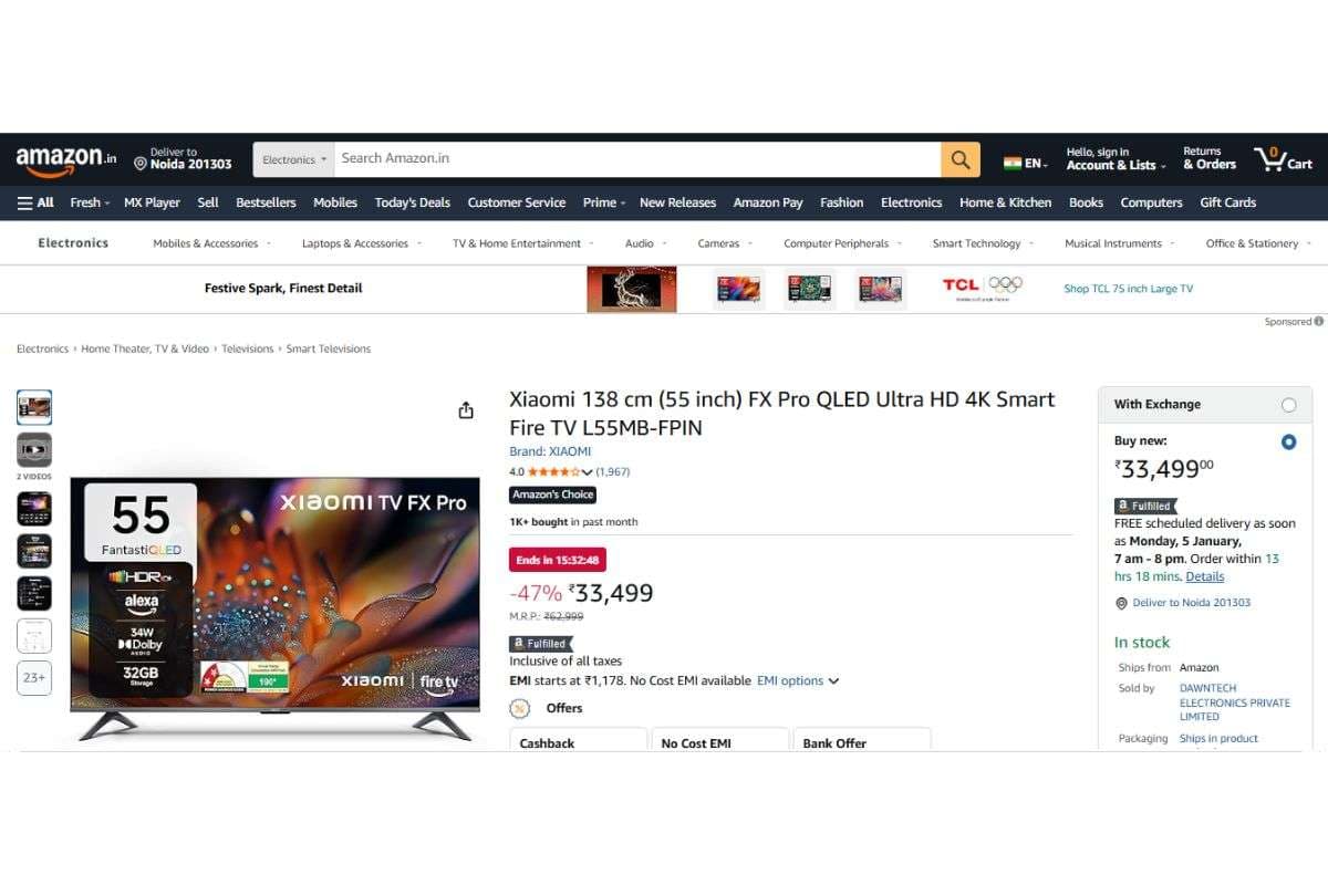 Xiaomi FX Pro QLED Ultra HD 4K Smart Fire TV (55 inch)