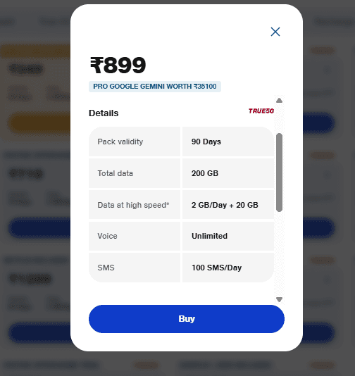 जियो का 899 रुपये वाला प्लान