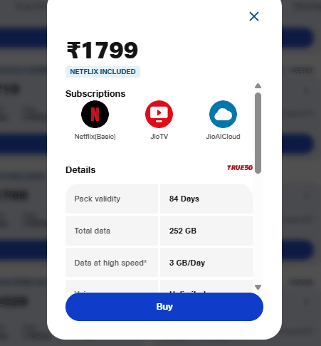 1799 रुपये वाला प्लान