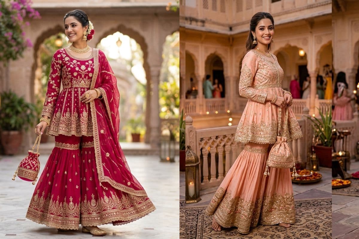 Gharara with Peplum Top Outfit For Eid 2026