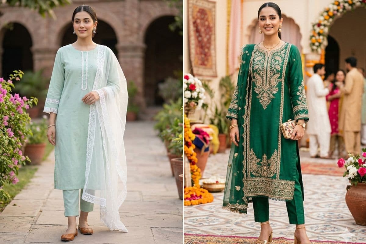 Pakistani Long Kurti With Secret Pants Set Outfit For Eid 2026