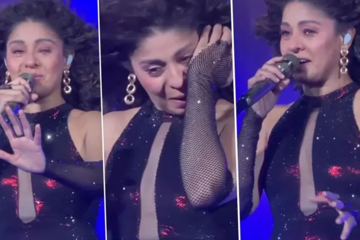 Sunidhi Chauhan Emotional lucknow concert apologizes to fans video viral Sunidhi Chauhan Emotional lucknow concert apologizes to fans video viral
