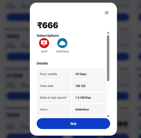 जियो का 666 रुपये वाला प्लान