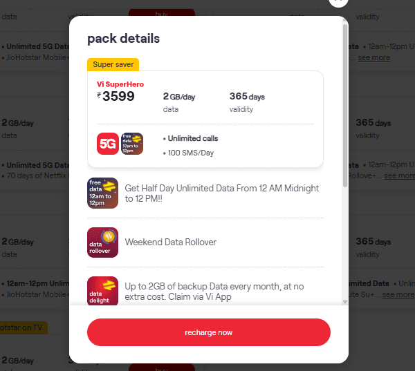 Vi का 3599 रुपये वाला प्लान