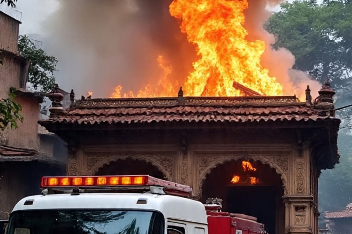 Madhubani News madhwapur fire incident cattle shed burnt two animals dead Madhubani News madhwapur fire incident cattle shed burnt two animals dead