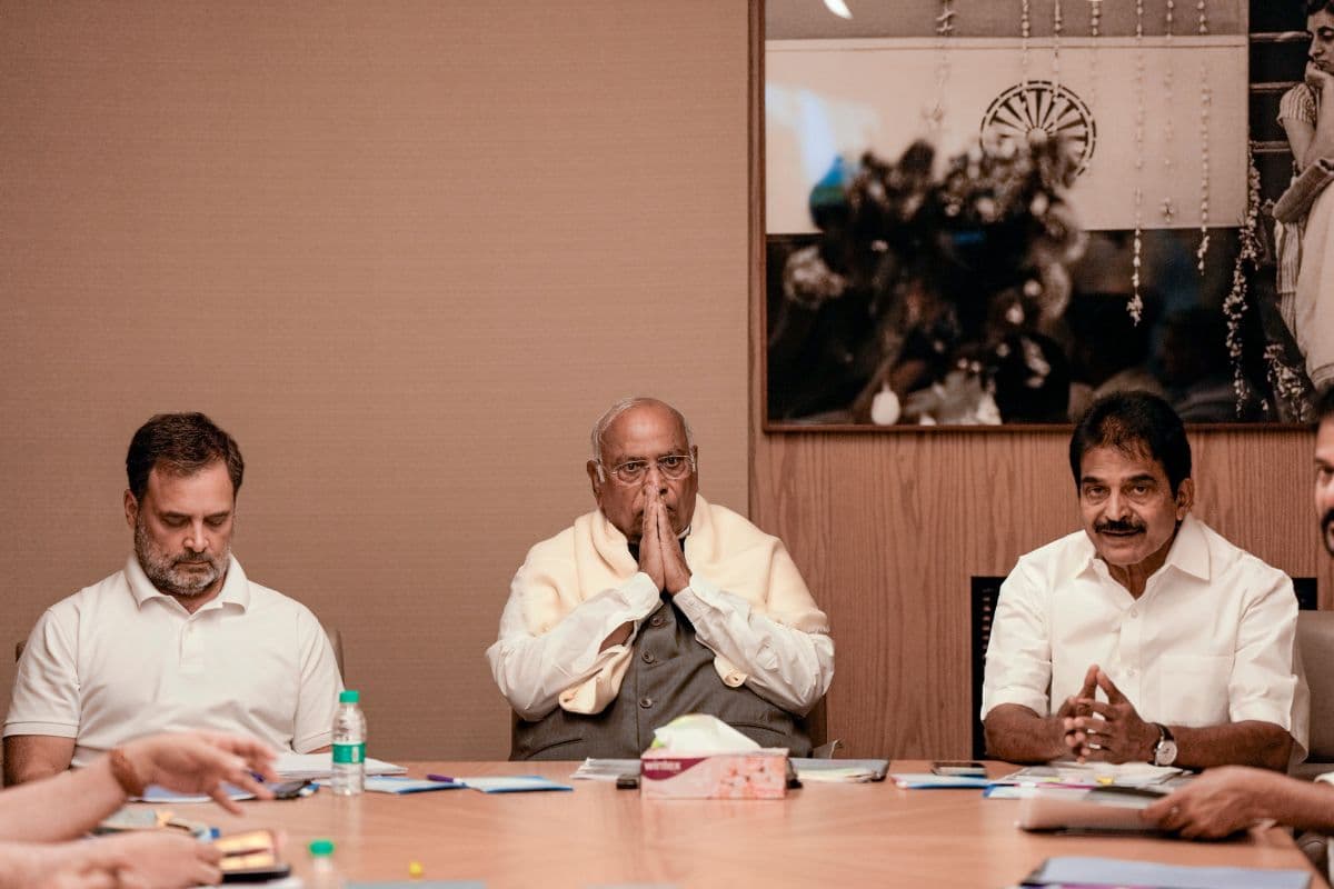 Mallikarjun Kharge Rahul Gandhi KC Venugopal Mallikarjun Kharge Rahul Gandhi KC Venugopal