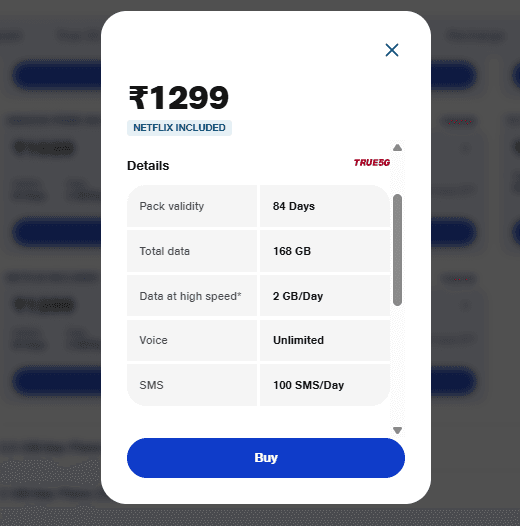 जियो का 1299 रुपये वाला प्लान