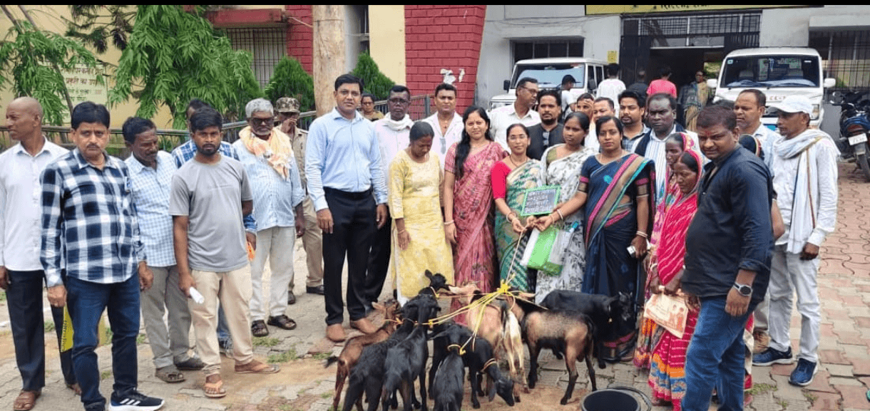 सिल्ली में बकरियों का वितरण किया गया