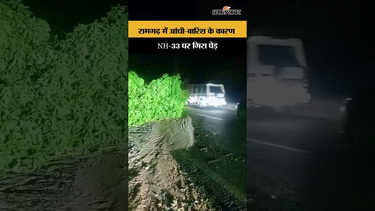 Ramgarh में आंधी-बारिश के कारण NH-33 पर गिरा पेड़ | Jharkhand