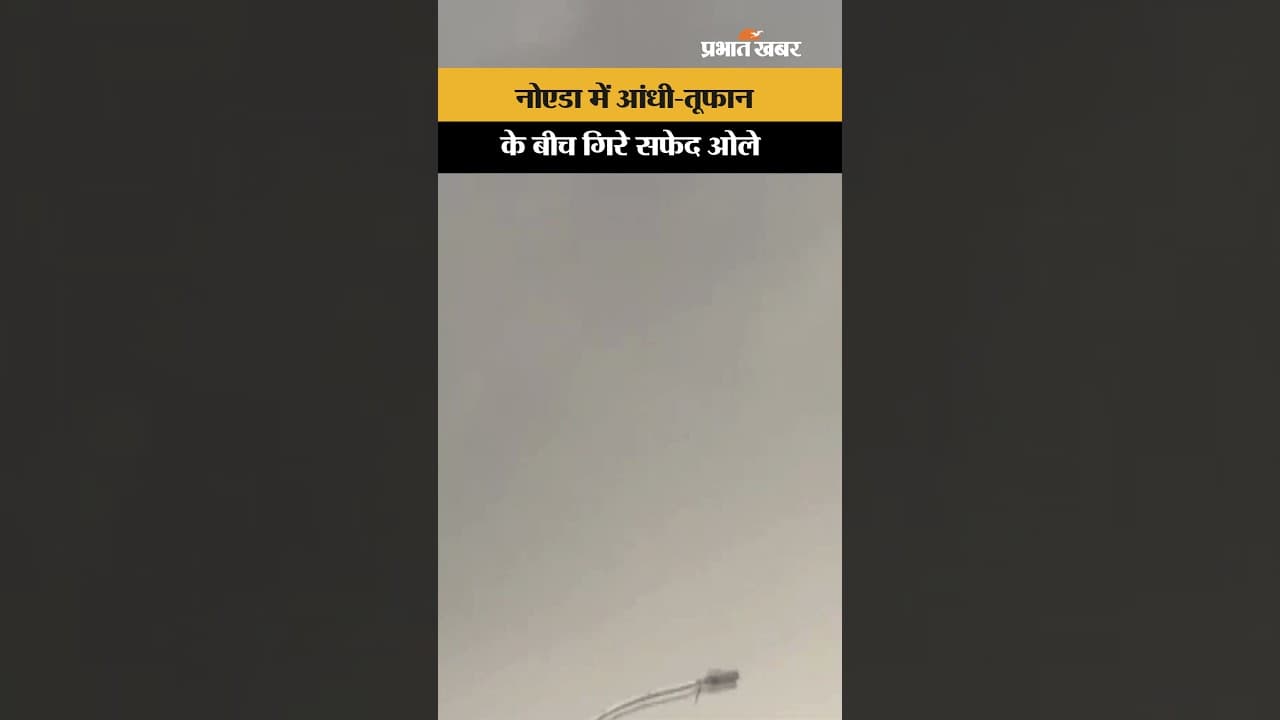 Noida Weather Update: नोएडा मेंआंधी-तूफान के बीच गिरे सफेद ओले