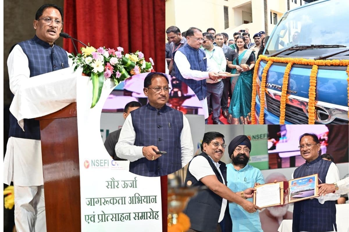 सीएम साय ने सूर्य रथ को दिखाई हरी झंडी, उपभोक्ताओं के खातों में सब्सिडी ट्रांसफर, उत्कृष्ट वेंडरों को किया सम्मानित