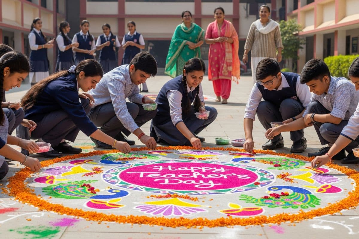 Teacher’s Day Rangoli Design: टीचर्स डे को बनाएं यादगार इन ट्रेंडी रंगोली डिजाइनों के साथ