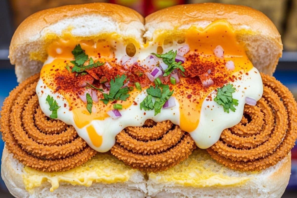 Viral street Foods Of Mumbai, Cheese Chakli Paav