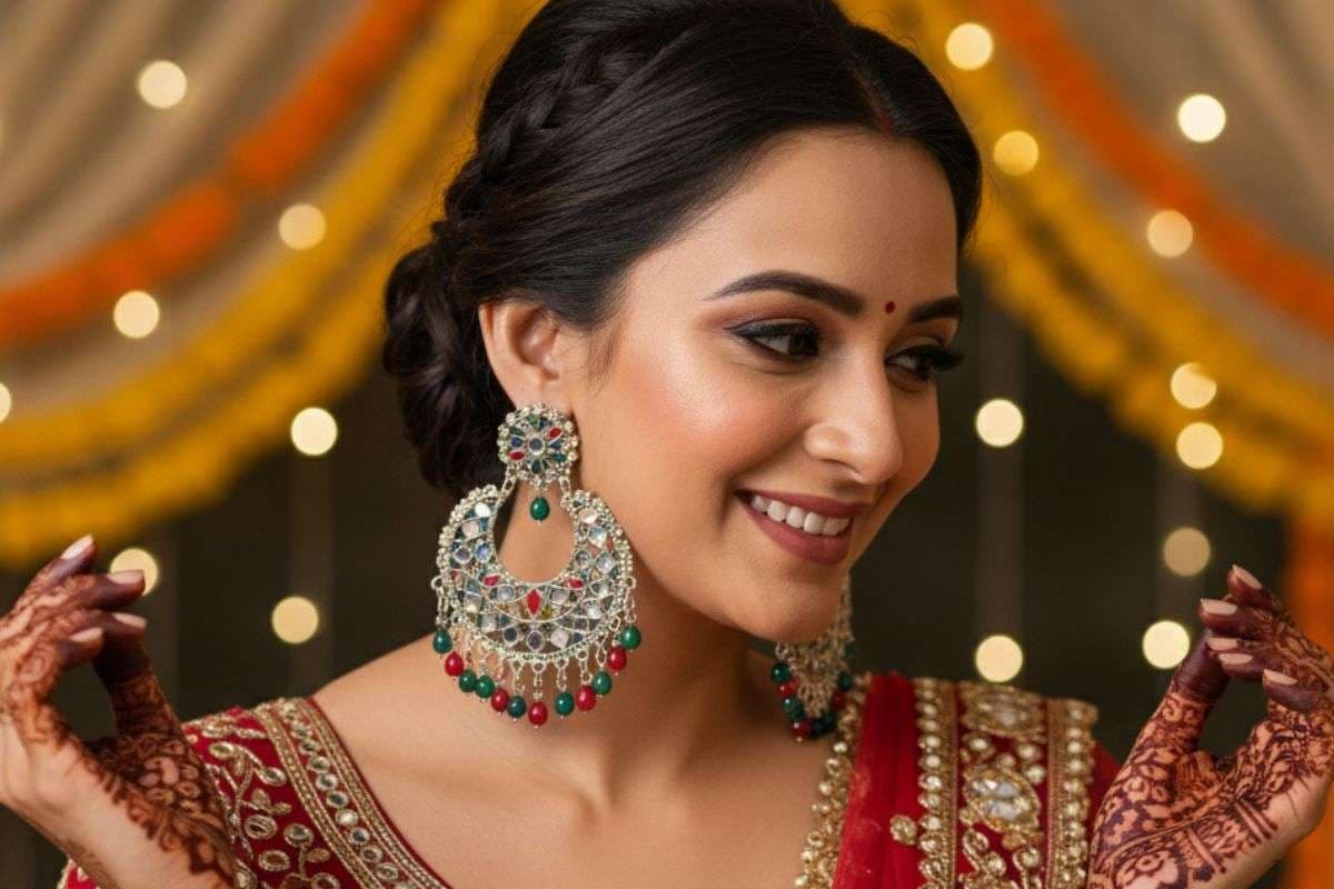 mirror work earring design