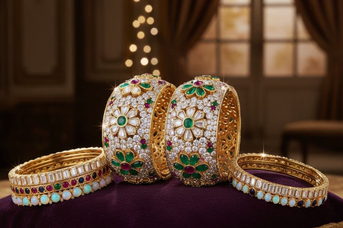 stone work bangle design