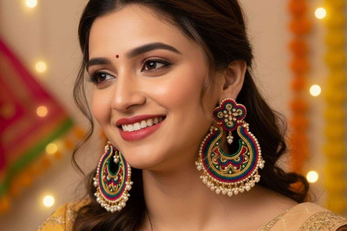 thread work earring design