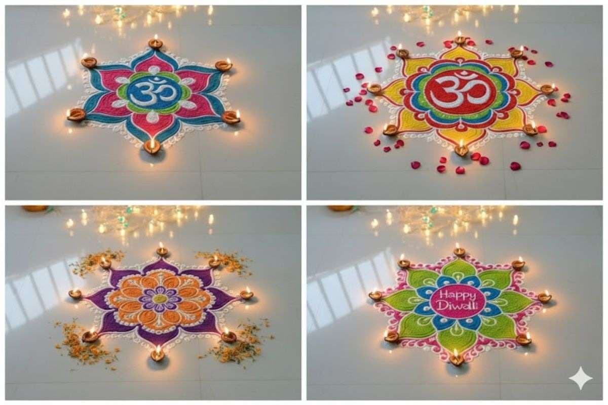 Simple Rangoli Design For Diwali: दिवाली पर बनाएं ये सिंपल AI रंगोली डिजाइन, रंगों से खिल उठेगा घर का हर कोना