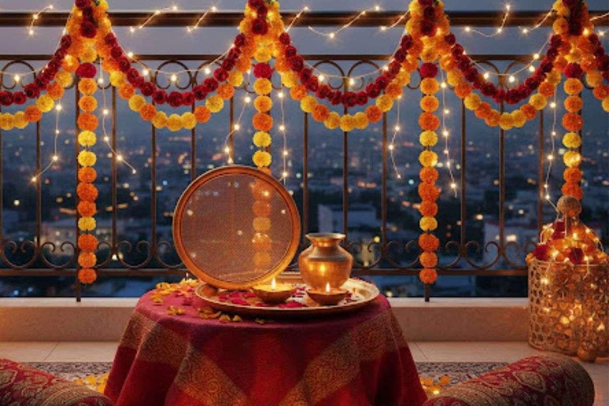 balcony decoration for karwa chauth