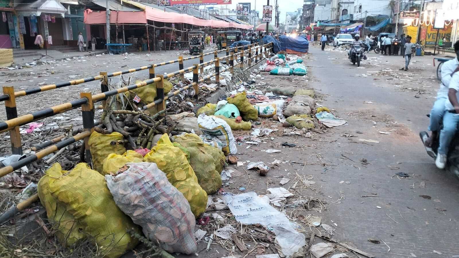 गंदगी से भर गया तालाब, शहर की प्रमुख सड़कों पर कचरे का अंबार