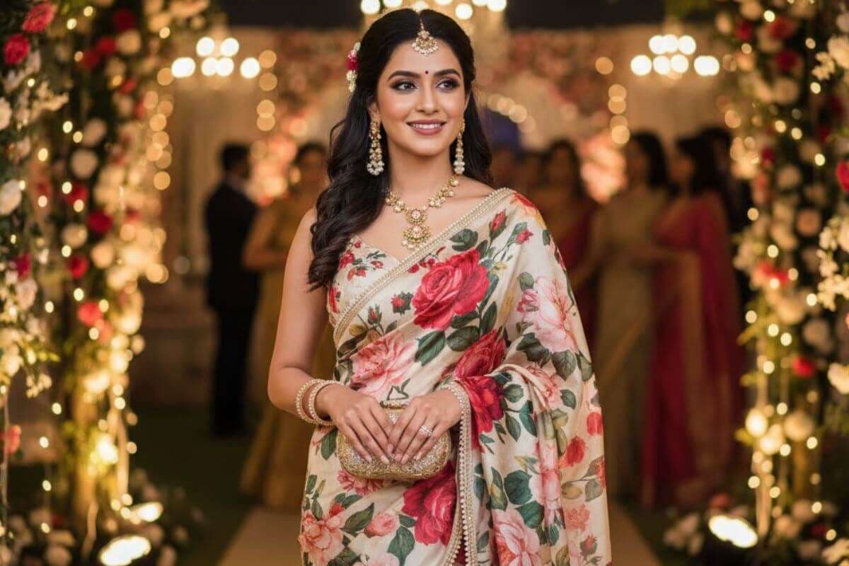 floral print saree image