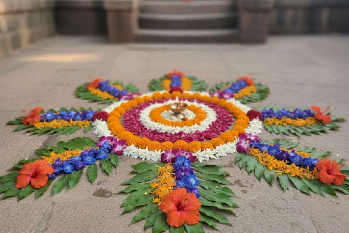karwa chauth flower rangoli