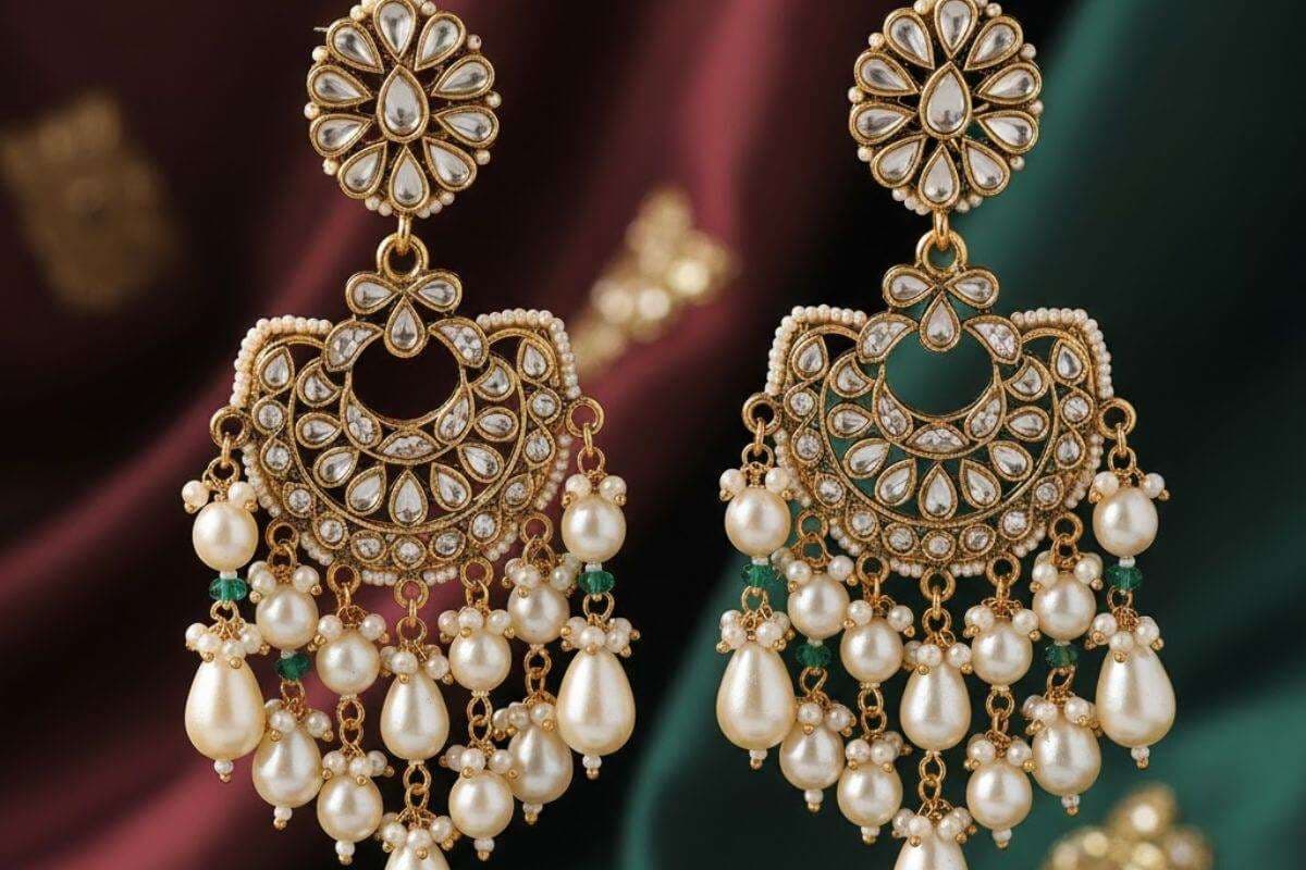 kundan-moti earrings