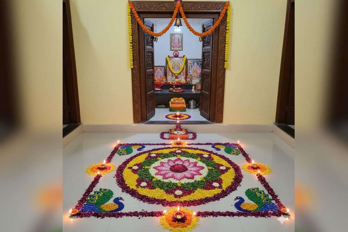 puja room rangoli desgin