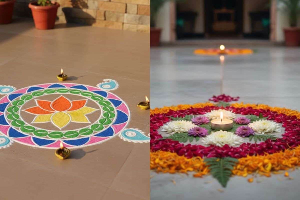 rangoli decoration for karwa chauth