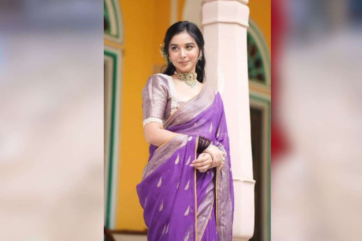 tanya mittal purple saree