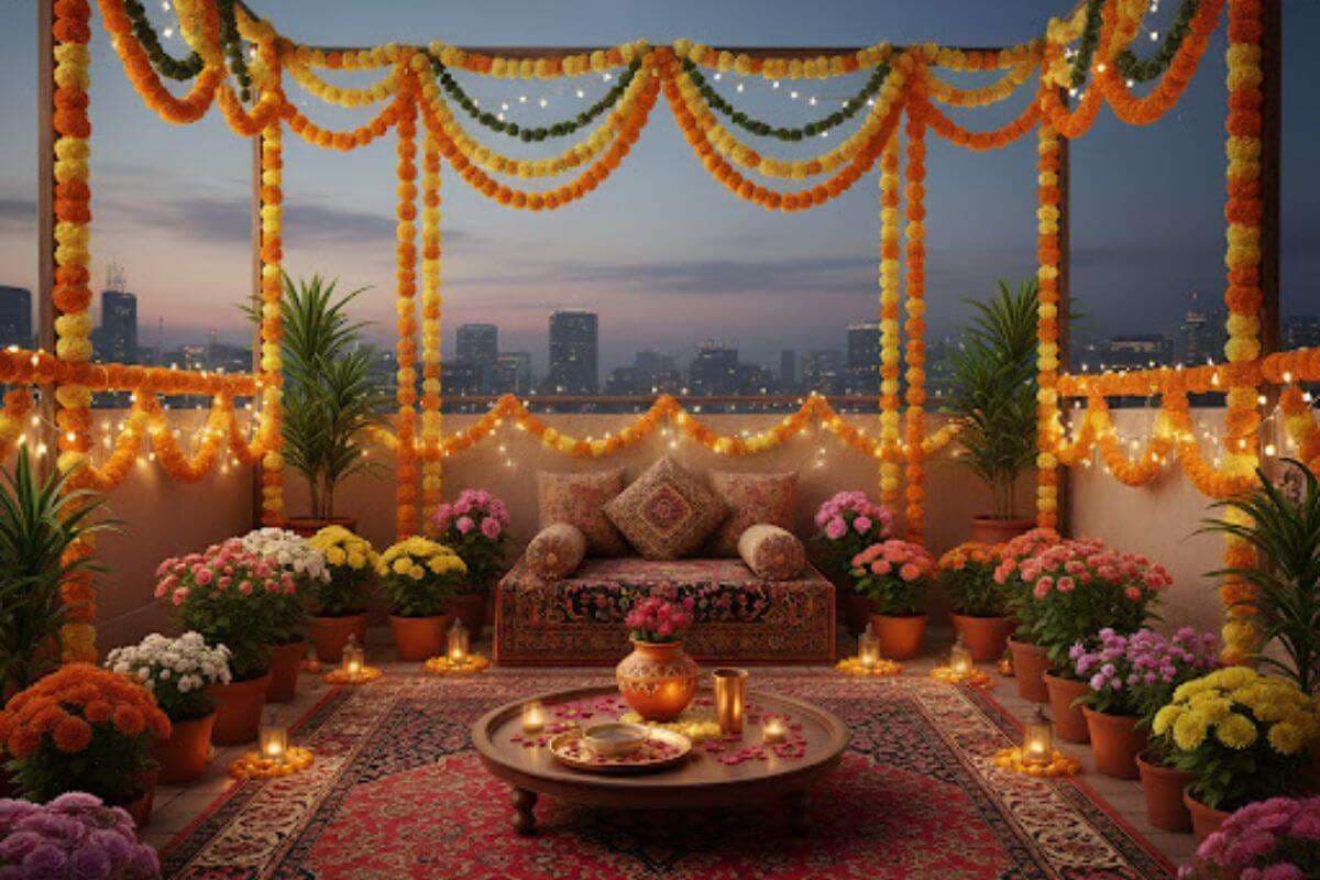 terrace decoration for karwa chauth
