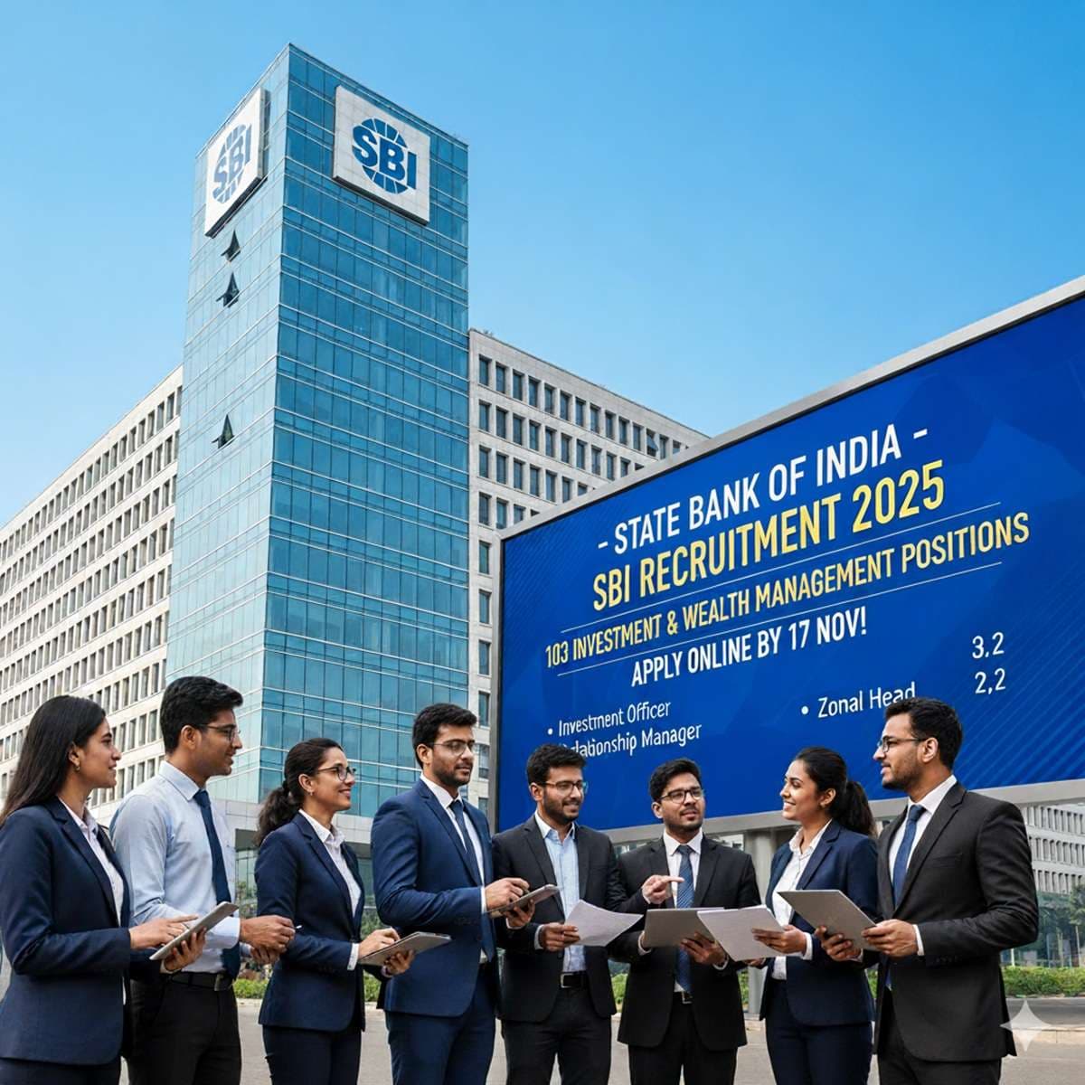 SBI recruitment 2025 : एसबीआई ने मांगे इंवेस्टमेंट ऑफिसर समेत 103 पदों पर आवेदन