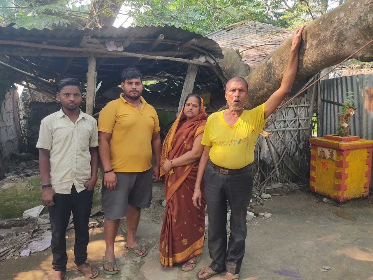 विशाल पेड़ घरों पर गिरा, 13 लोगों की बाल-बाल बची जान