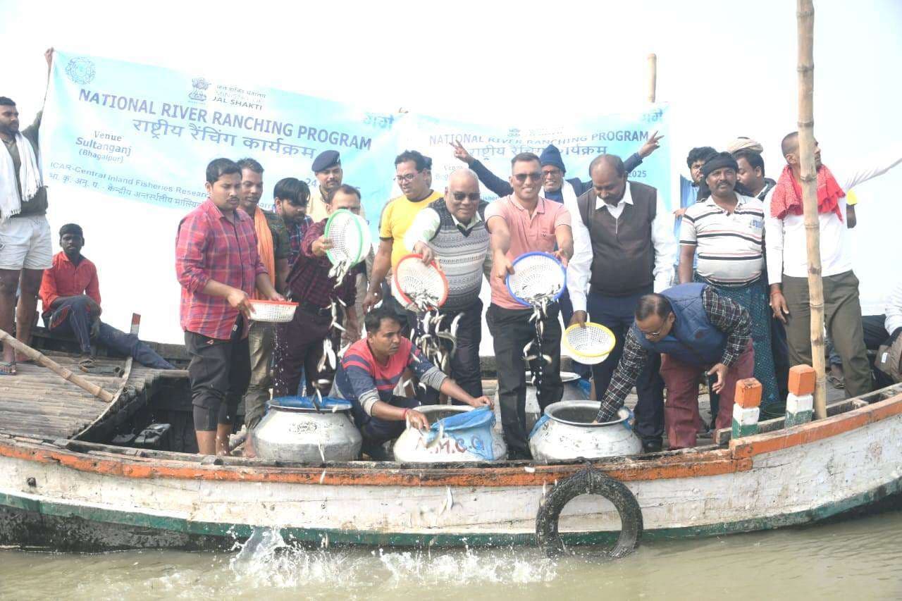 Bhagalpur news गंगा में छोड़ा 450 किलो अंगुलिका, 156 मछुआरे शामिल