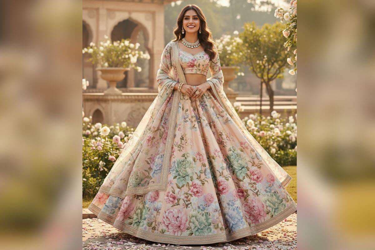 floral print lehenga
