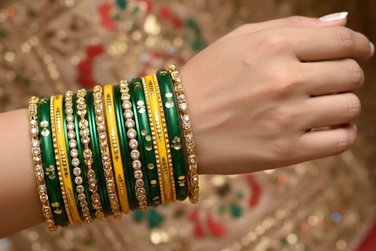 green and yellow bangles