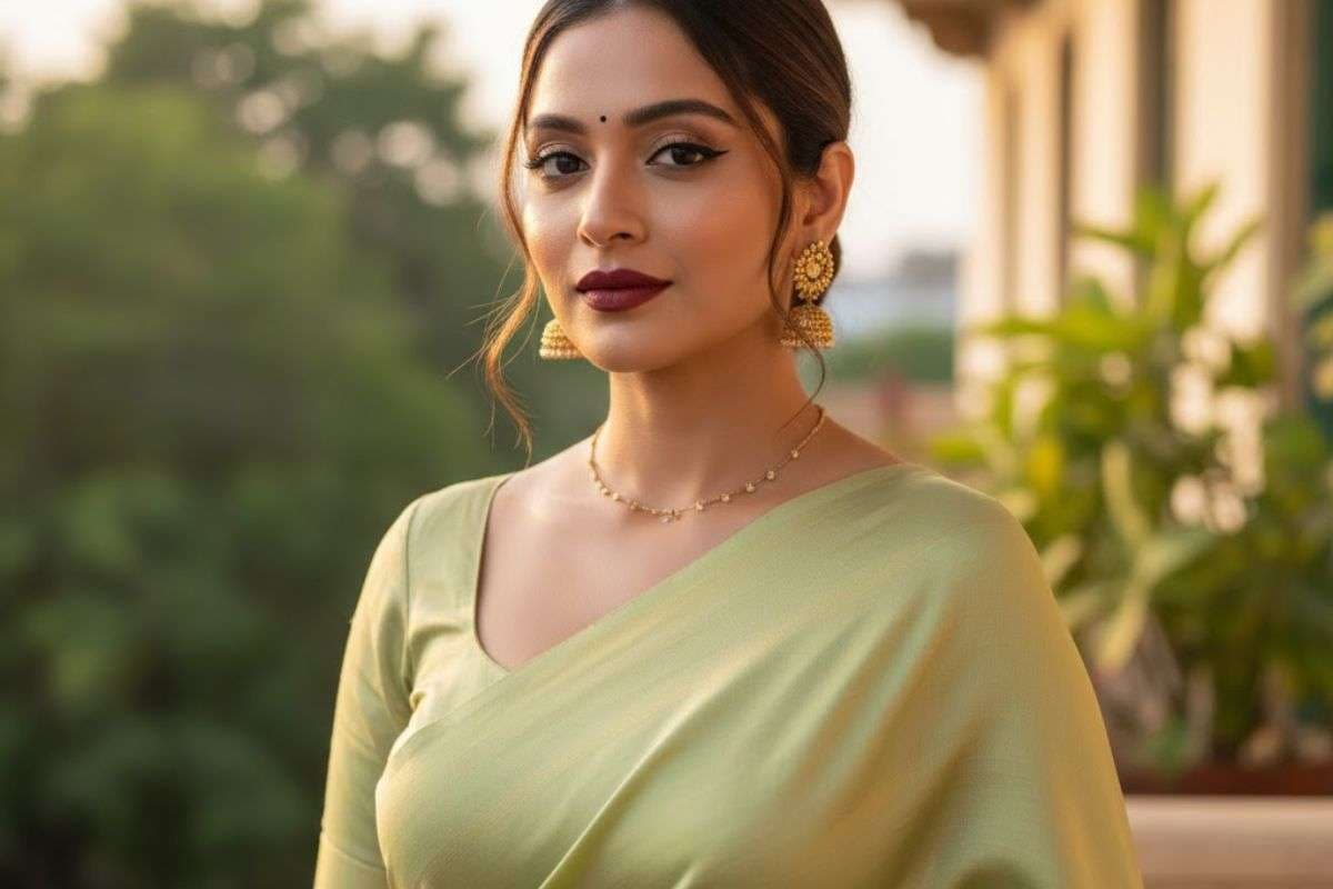 makeup idea plain saree