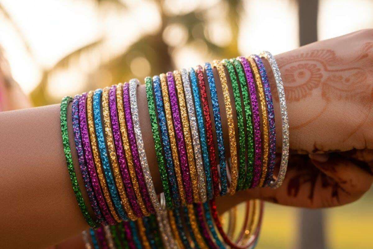 multicolour glitter bangle