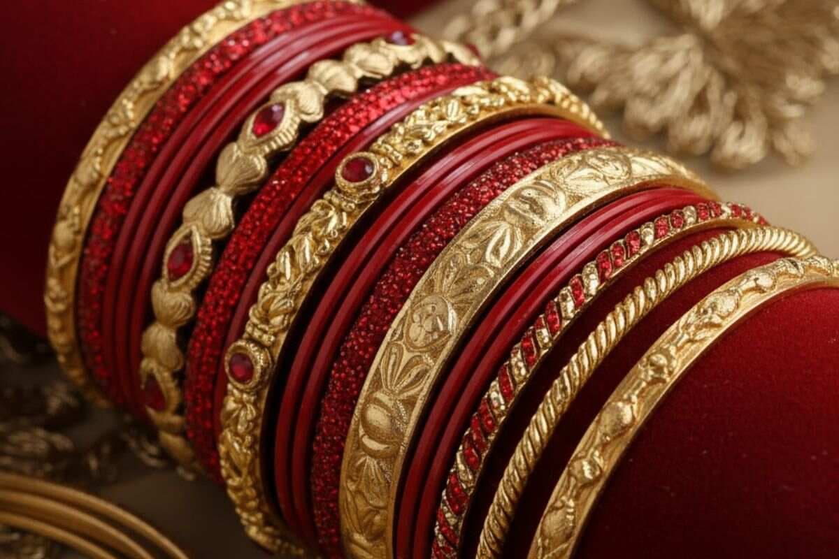 red and golden bangle