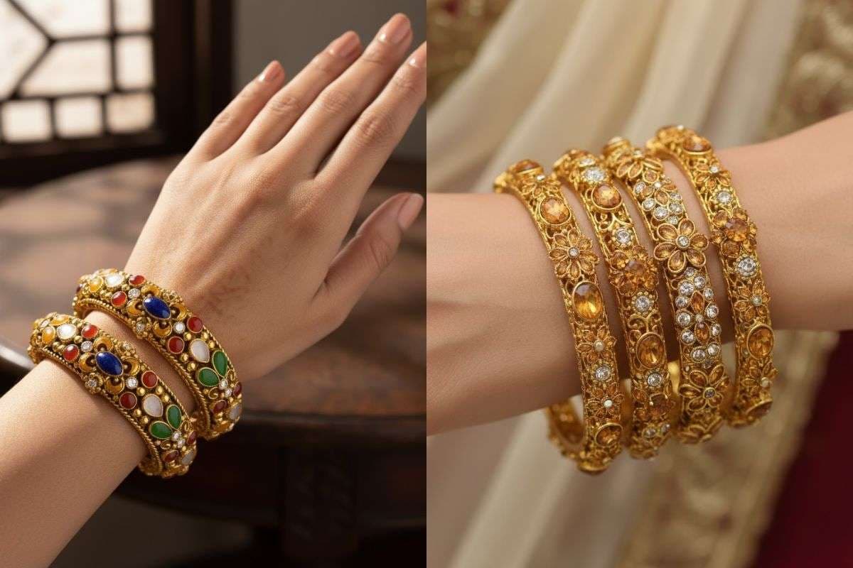 stone work bangle design