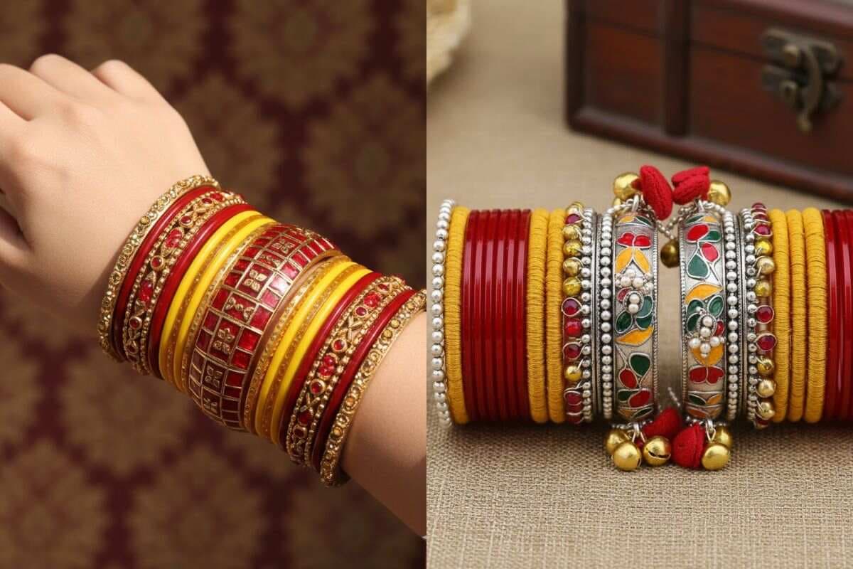 yellow and red bangles