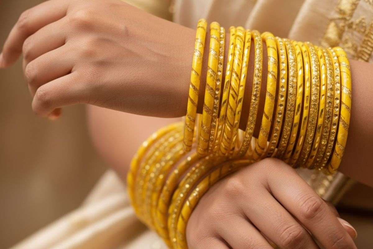 yellow beautiful bangle design