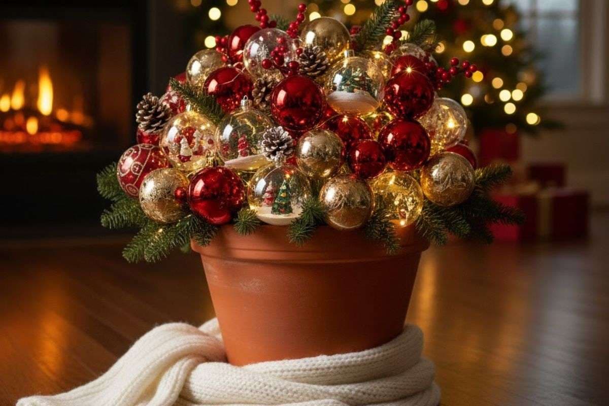Christmas Balls Decoration in Pot