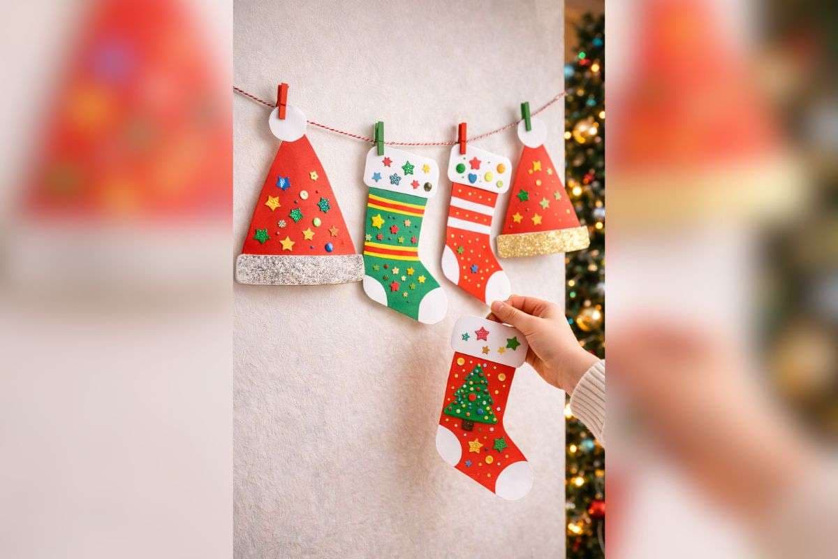 Decorating with Santa hats and stockings (AI Generated)