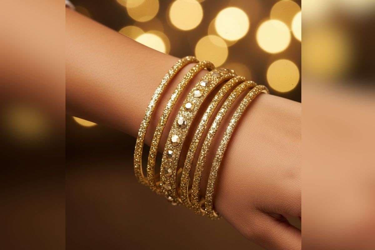 Golden glitter bangles
