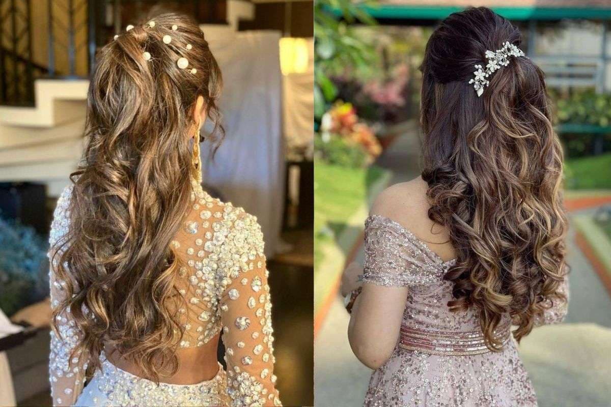 Half-up half-down hairstyle