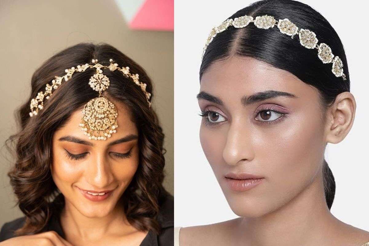 JEWILLEY Women’s Floral Kundan Mathapatti