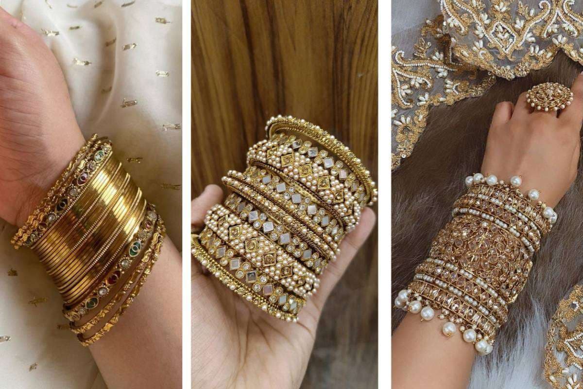 Complete Kundan bangles set with intricate design, ideal gift for daughters and daughters-in-law