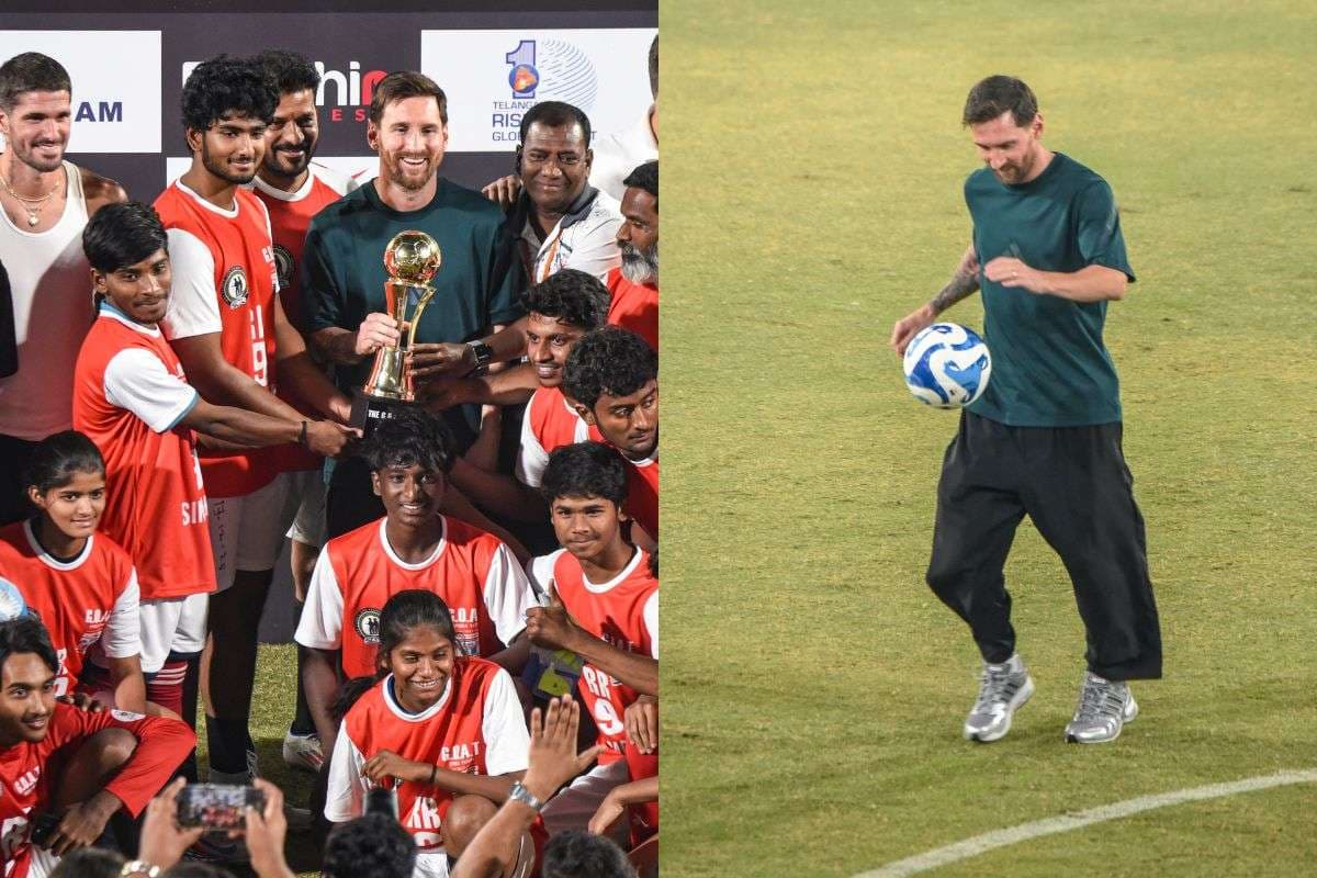 GOAT India Tour 2025: हैदराबाद में चला मेसी का जादू, स्टेडियम में फुटबॉल प्रेमियों के लिए ऐतिहासिक रात